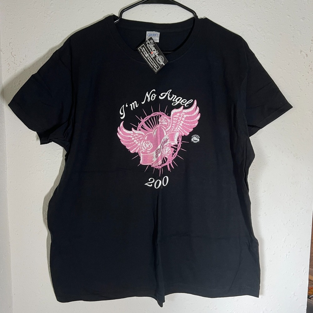 Harley Davidson Womens Sturgis 2010 I'm No Angel Tshirt NWT Size XL Pink Sparkly